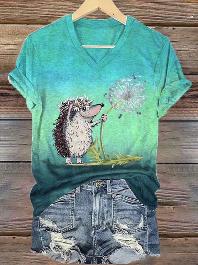 Damen Igel Pusteblume Casual T-Shirt