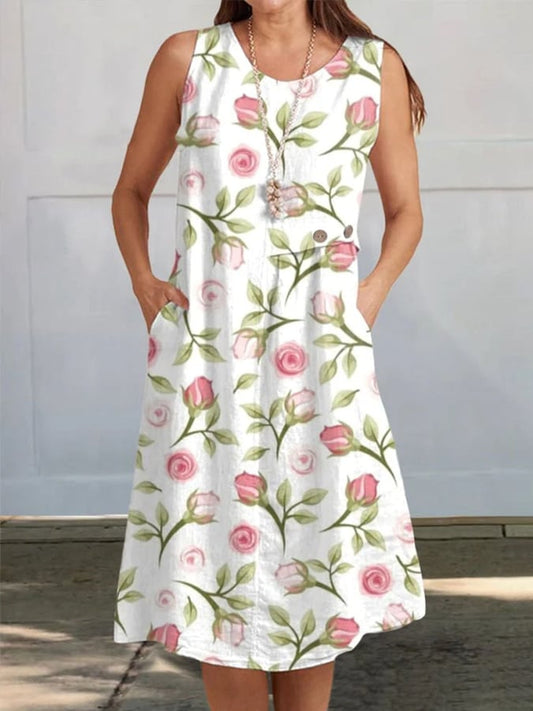 Women's Vintage Floral Print Casual Dress