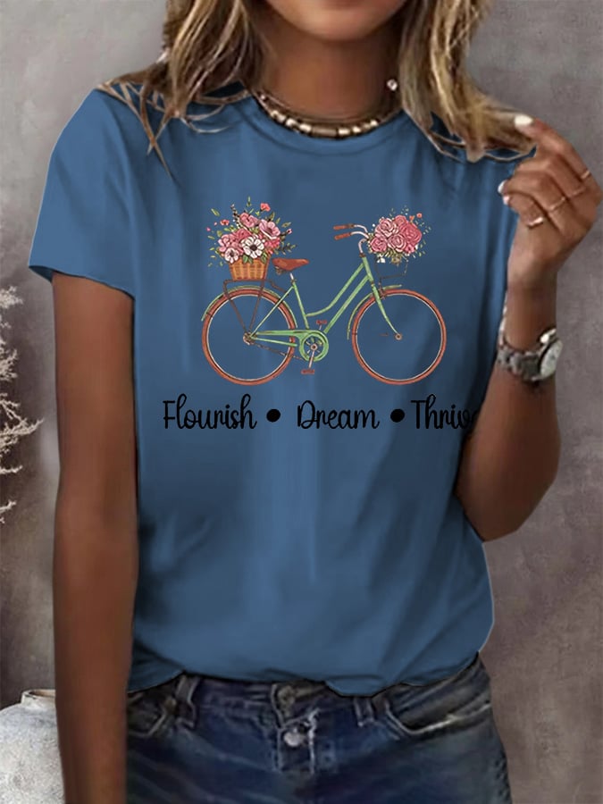 Women's  Flourish Dream Thrive Print T-Shirt