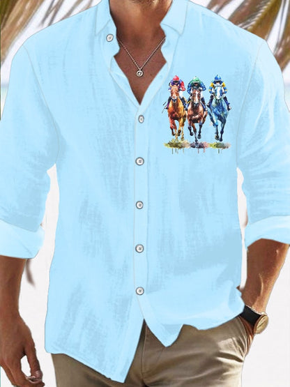 Men's Horse Racing Printed Casual Vacation Shirt