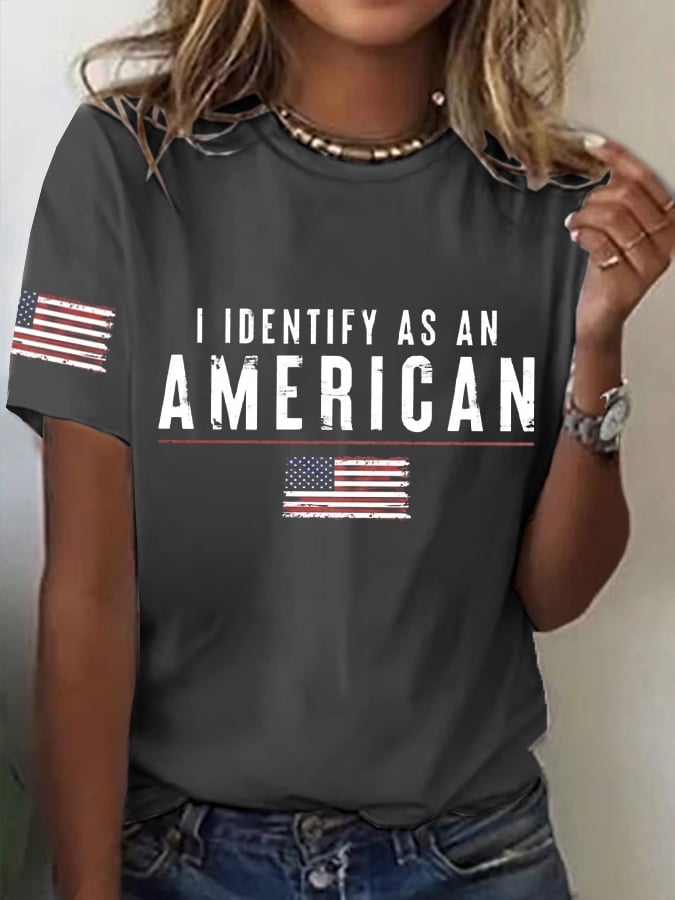 🔥Last Day 49% Off🔥Women's I Identify As An American Print Casual T-Shirt