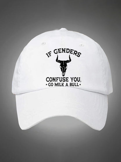 If Genders Confuse You Go Milk A Bull Pattern Washed Hats
