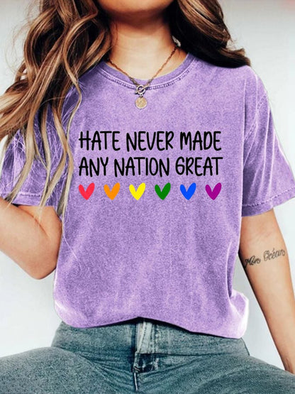 Women's Hate Never Made Any Nation Great Print T-Shirt