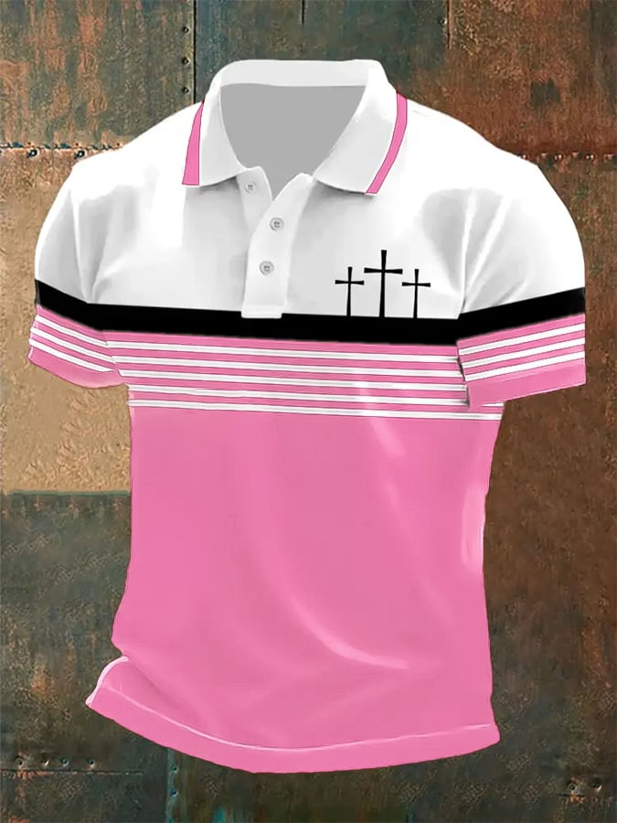 Men's Retro Faith  Casual Printed Polo Shirt