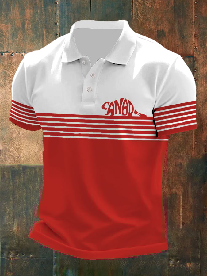 Men's Retro Canada Print Polo Shirt