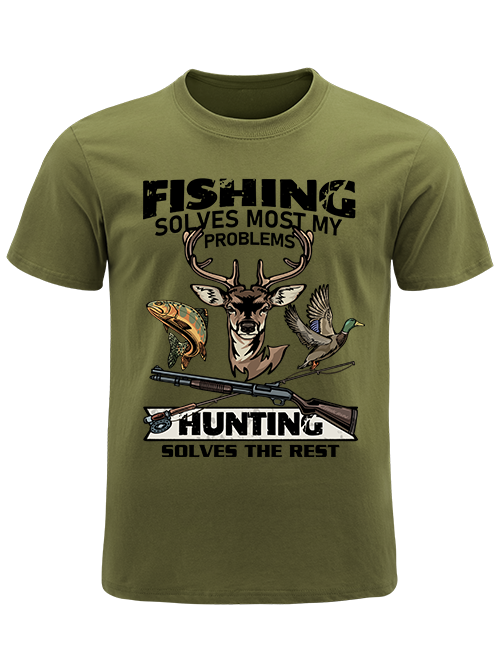 Fishing Solves Most My Problems Hunting Solves The Rest Unisex Classic Cotton Tee