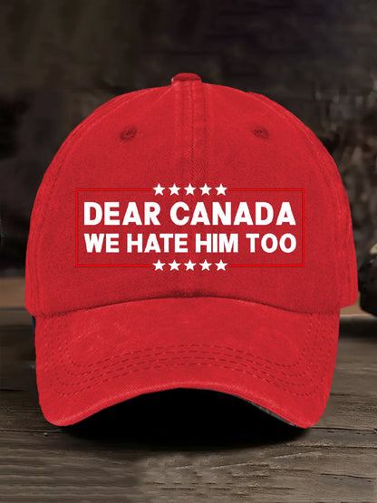Retro Dear Canada, We Hate Him Too Pride Baseball Cap