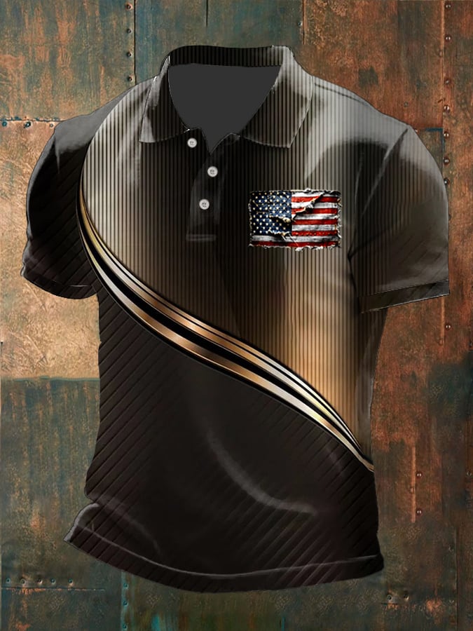 Men'S Independence Day Print Polo Shirt