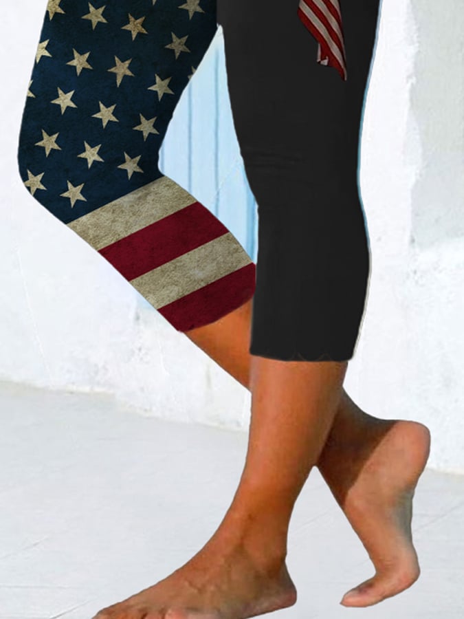 🔥Last Day 49% Off🔥Women'S Flag Cross Print Casual Leggings