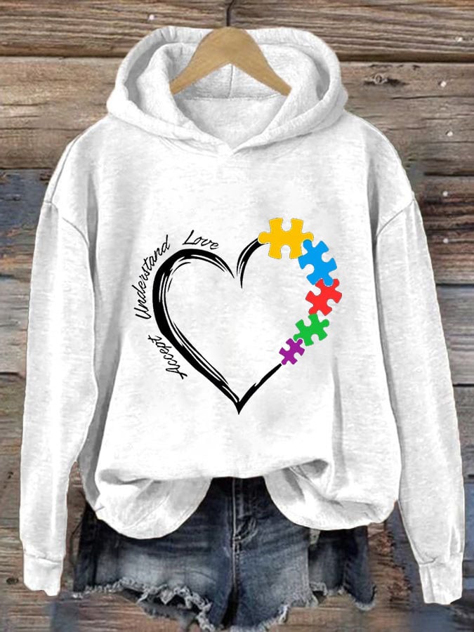 Women'S Casual Autism Awareness Printed Long Sleeve Sweatshirt