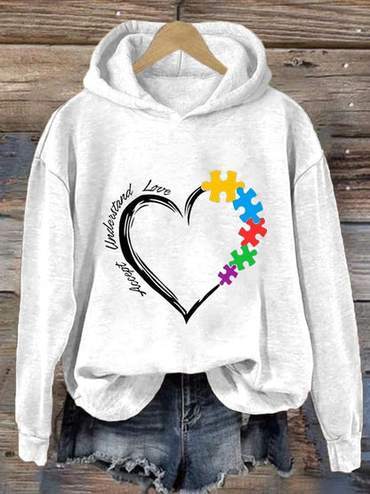 Women'S Casual Autism Awareness Printed Long Sleeve Sweatshirt