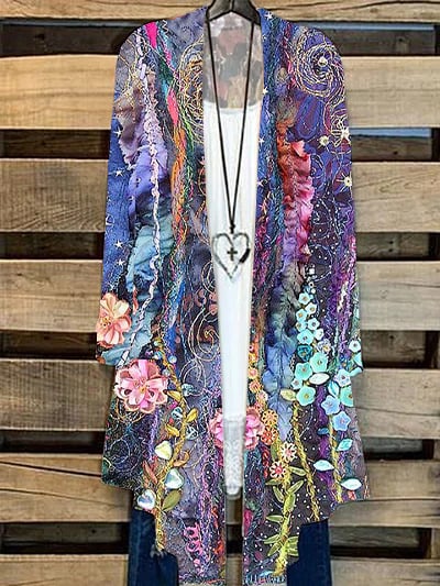 Women's Floral Print Casual Long Sleeve Cardigan
