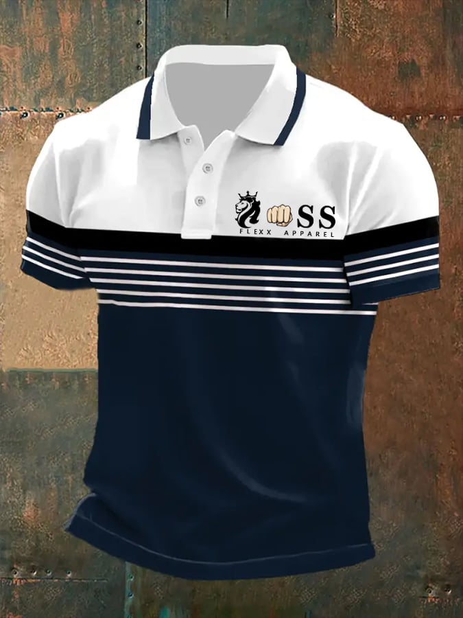 Lässiges Poloshirt für Herren mit Retro-Buchstabendesign