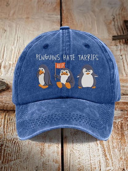 Unisex Penguins Hate Tarrifs Print Hat