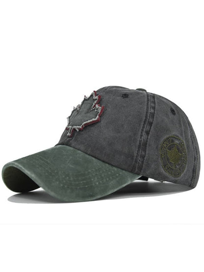 Retro Canadian Maple Leaf Embroidered Washed Baseball Cap