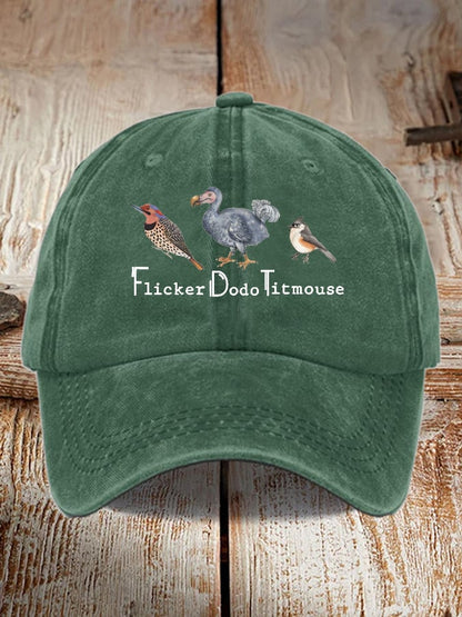 Unisex Distressed Washed Cotton Animal "FDT" Print Hat