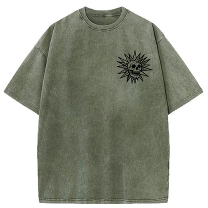 Spooky Island Cartoon Halloween Washed Cotton T-Shirt
