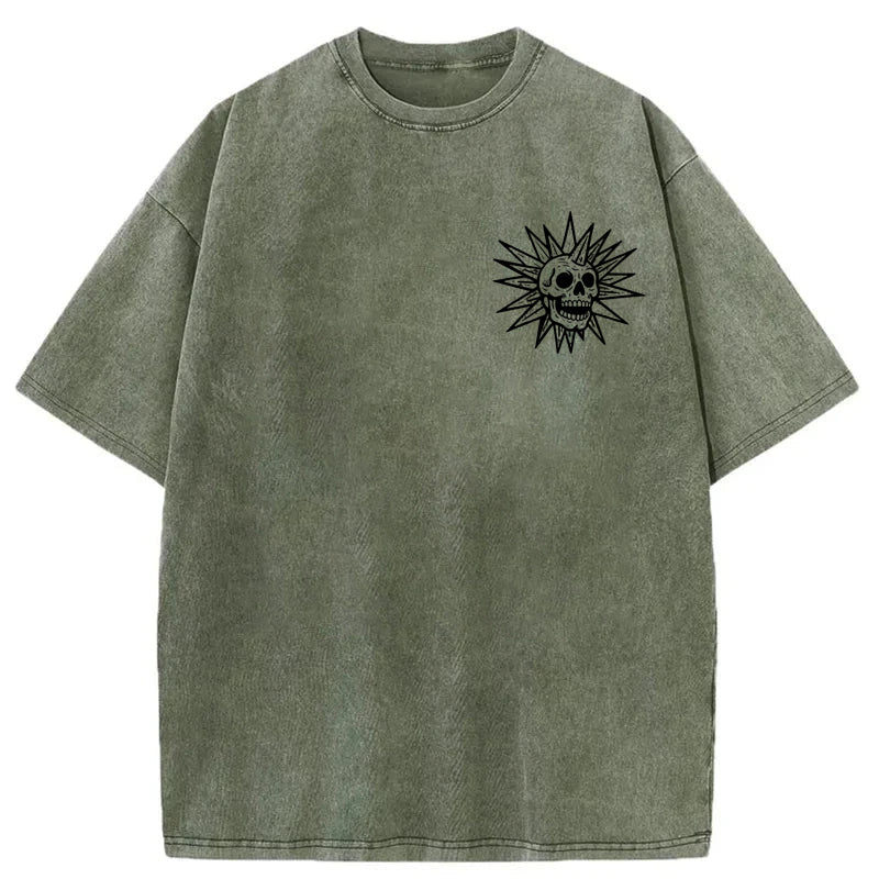 Spooky Island Cartoon Halloween Washed Cotton T-Shirt