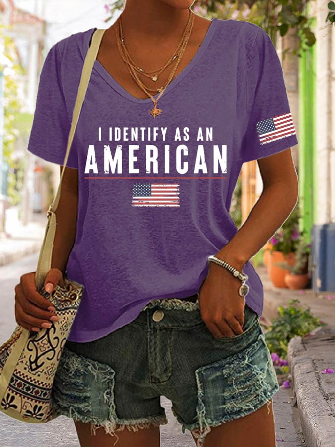 🔥Last Day 49% Off🔥Women's I Identify As An American Print Casual T-Shirt