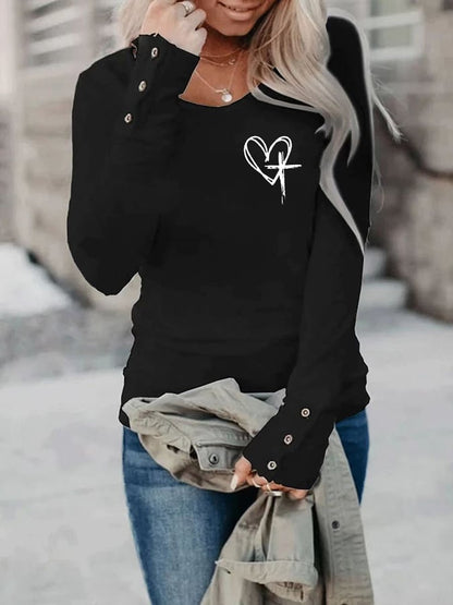 Women's Faith Love Like Jesus Jesus Has My Back Print Button Top