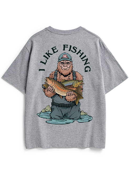 Bigfoot Loves Trout Unisex Heavyweight Cotton T-Shirt