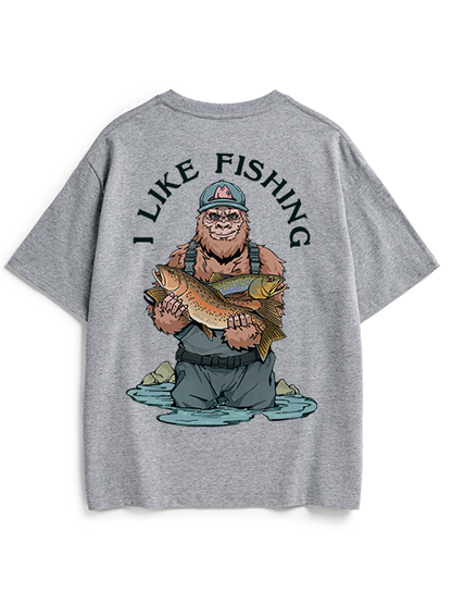 Bigfoot Loves Trout Unisex Heavyweight Cotton T-Shirt