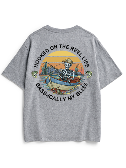 Hooked on the Reel Life Unisex Heavyweight Cotton T-Shirt