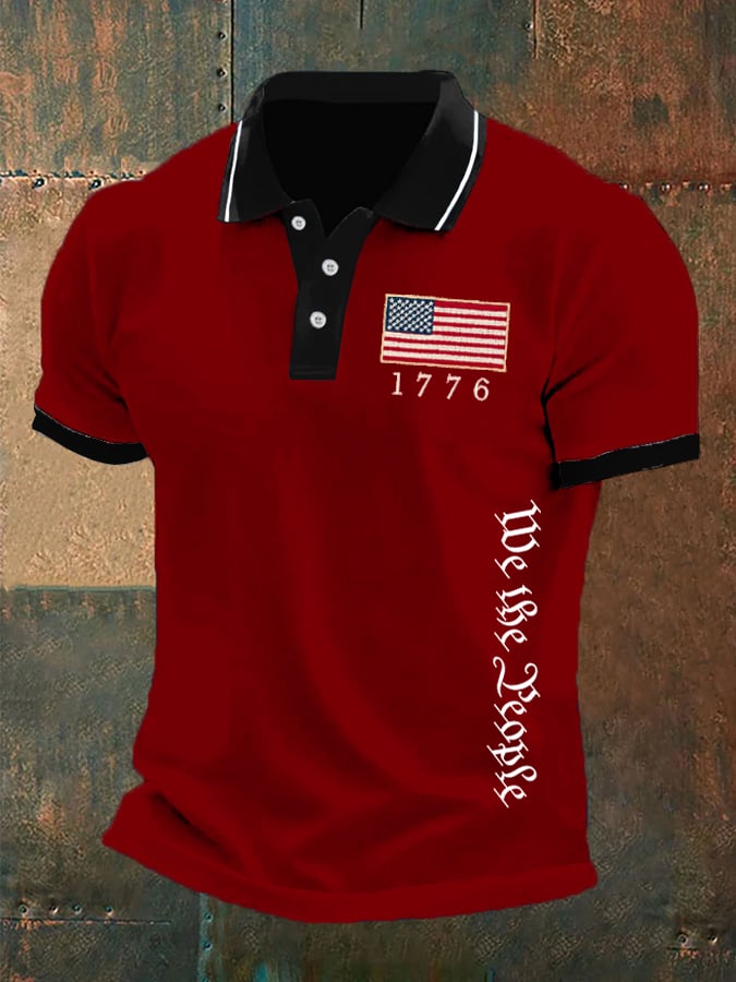 Men's We The People Fourth Of July America 1776 Patriotic Polo Shirt
