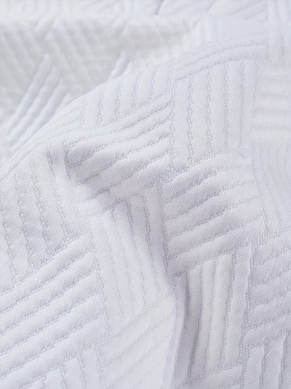 Men's Textured Jacquard Fabric Patchwork Contrast Color Cuff Rib Polo Shirt