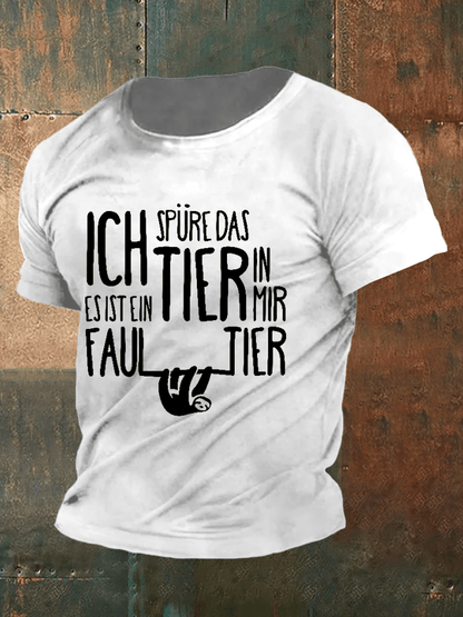 Feel the animal in me a sloth - men's round neck t-shirt.