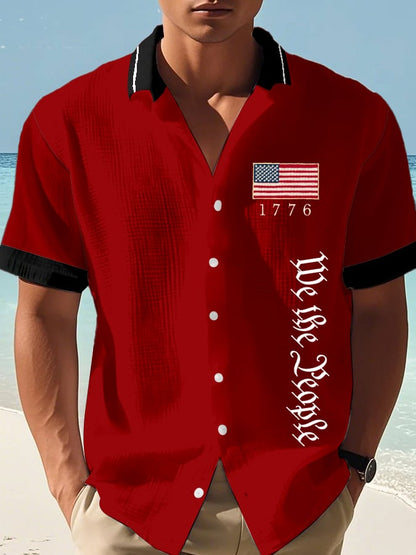 Men's Independence Day Print Waffle Shirt