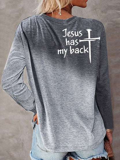 Women's Jesus has my back Casual Long Sleeve T-Shirt