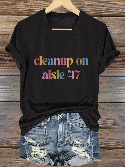 Women's Cleanup On Aisle 47 Print Casual T-Shirt
