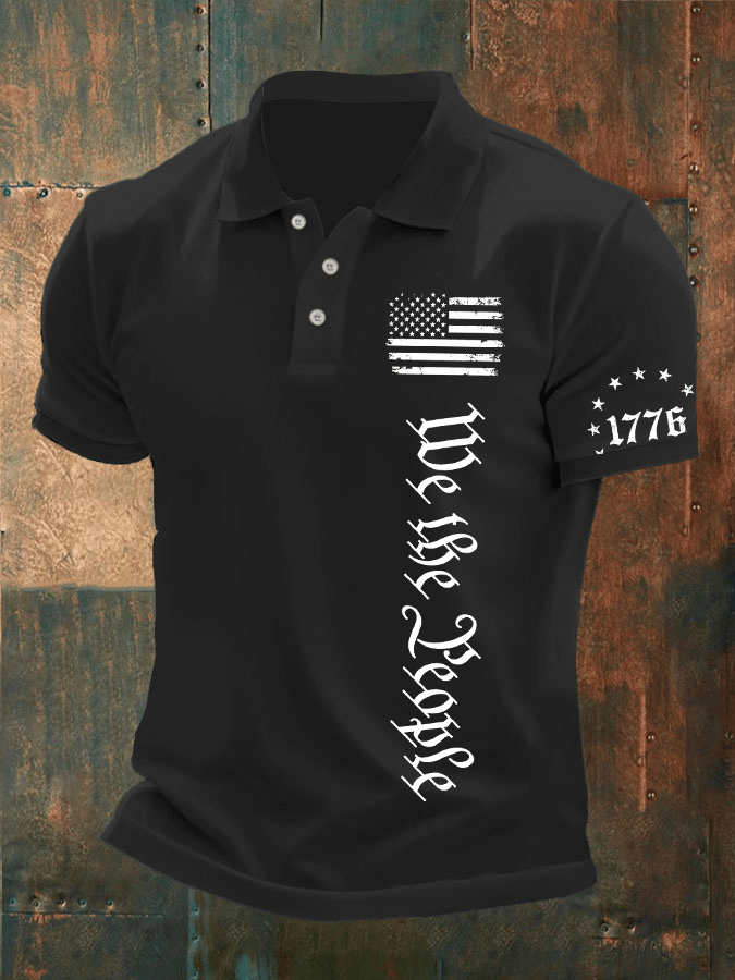 Men's Independence Day Printed Casual Polo Shirt