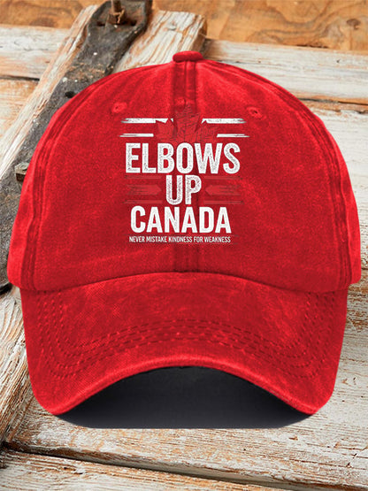 Unisex Retro Elbows Up Canada Never Mistake Kindness For Weakness Printed Baseball Cap