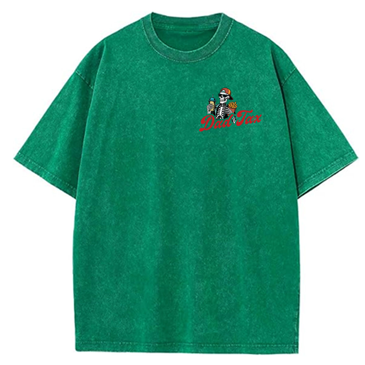 Dad Tax Washed And Distressed Pattern Crew Neck T-Shirt