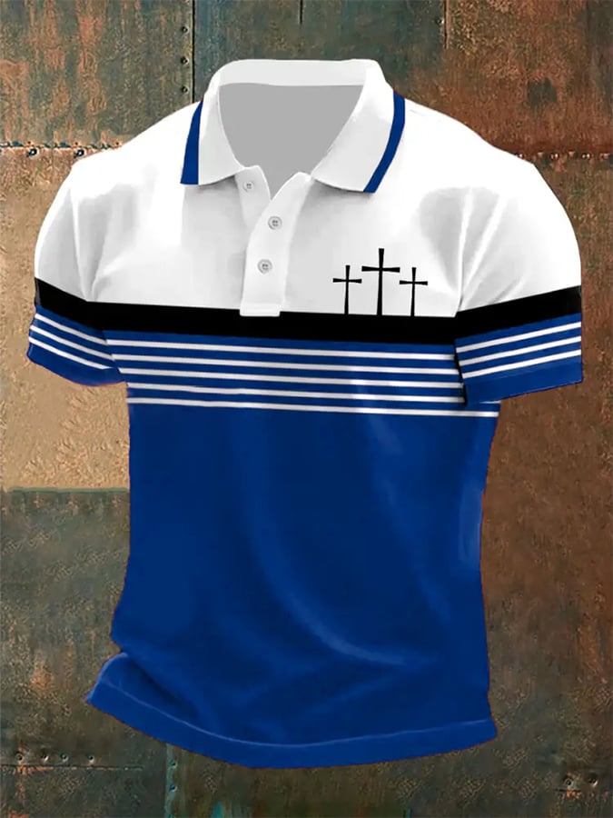 Men's Retro Faith  Casual Printed Polo Shirt