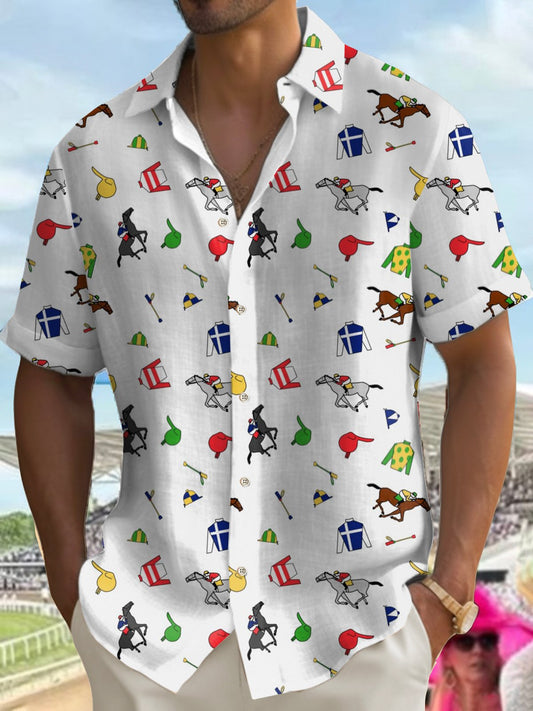 Men'S Retro Kentucky Derby Printed Shirt