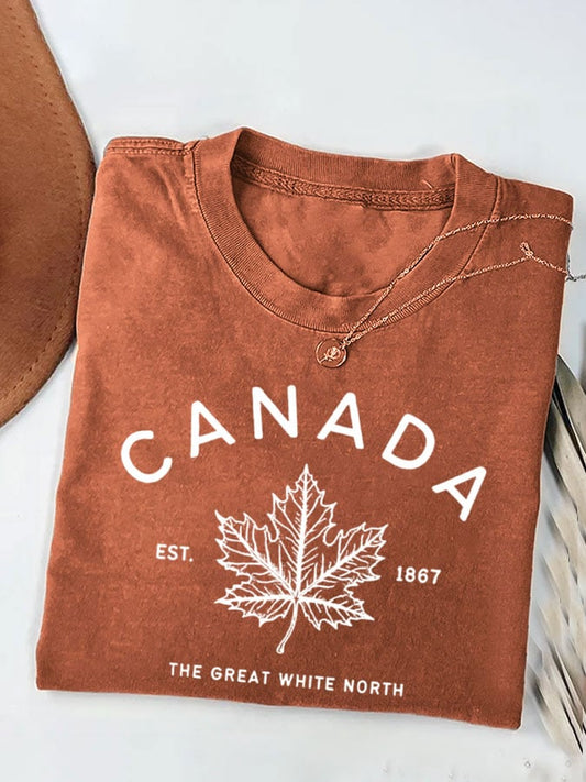 Womens Canada The Great White North Print Casual T-Shirt