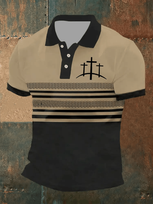 Men's Retro Faith Casual Printed Polo Shirt