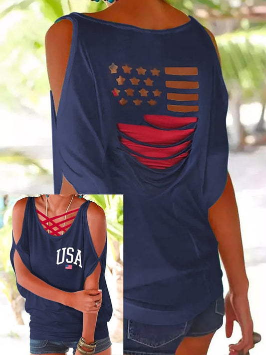 Women's Stars and Stripes Blouse（No Vest）