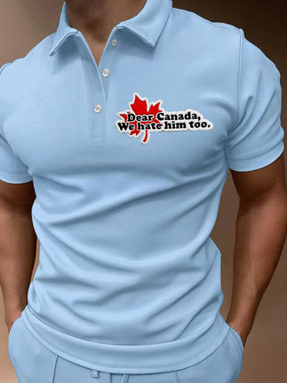 Men'S Retro Dear Canada We Hate Him Too Printed POLO Shirt