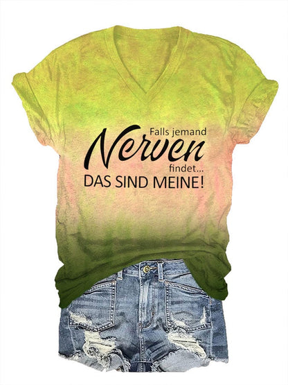 Women's Inspirational Quotes Print V-Neck T-Shirt