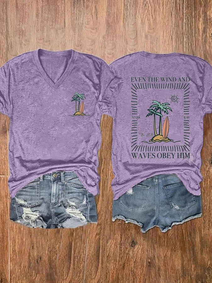 Women Christian Bible Quotes Print Short Sleeve T-Shirt