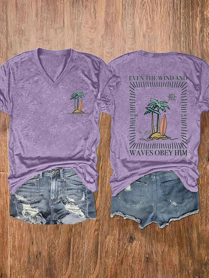 Women Christian Bible Quotes Print Short Sleeve T-Shirt