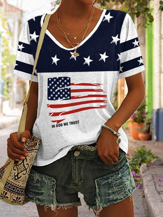 🔥Last Day 49% Off🔥Women'S In God We Trust American Flag Print T-shirt