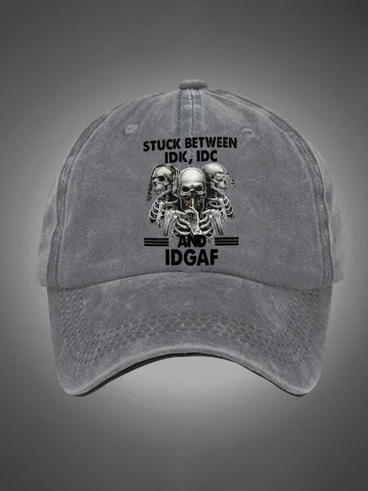 Stuck Between IDK IDC And IDGAF Pattern Washed Hats