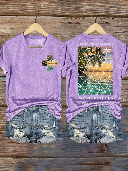 God Turns Broken Pieces into  Masterpieces  Give Him Your Pieces Print T-shirt