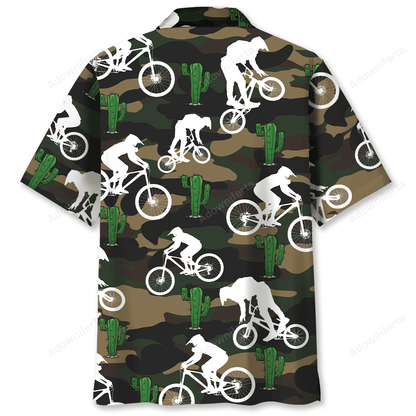 Mountain Bike Green Cactus Hawaiian Shirt