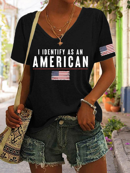 🔥Last Day 49% Off🔥Women's I Identify As An American Print Casual T-Shirt